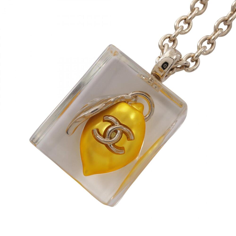 Chanel D26C Coco Mark Lemon Necklace Jewelry GP (Gold Plated) Plastic Women's...